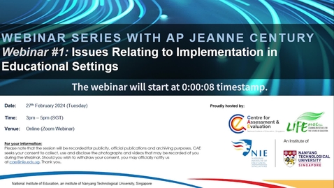Thumbnail for [Webinar Series] Issues Relating to Implementation in Educational Settings