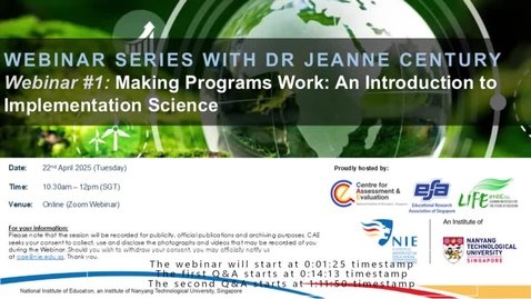 Thumbnail for [Webinar Series] Making Programs Work: An Introduction to Implementation Science (22 April 2025)